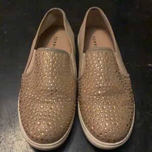 Torrid Slip On Shoes~Size 10W~Tan with Bling!